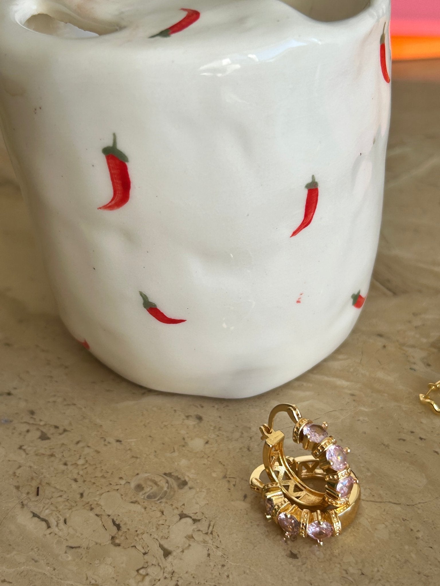 Gelato pink crystal hoop earrings 