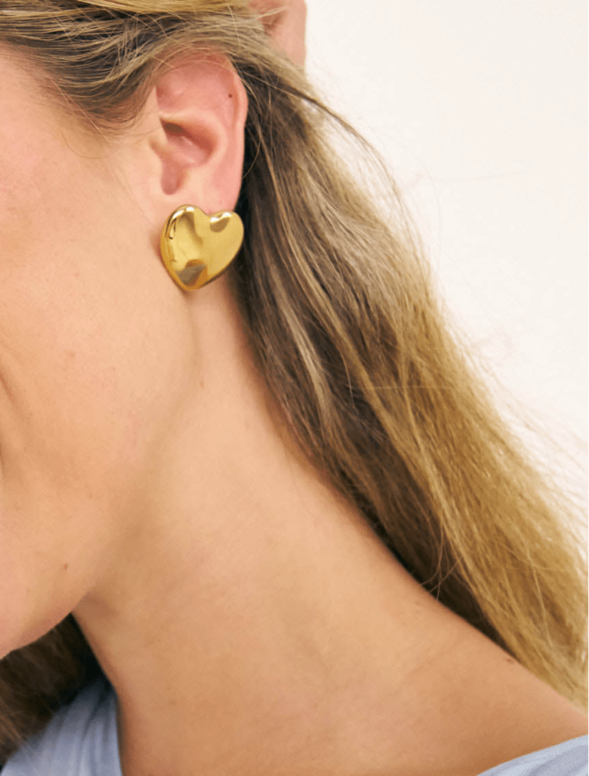 Large puffed heart shaped earrings