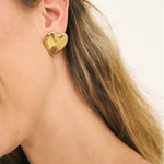 Large puffed heart shaped earrings