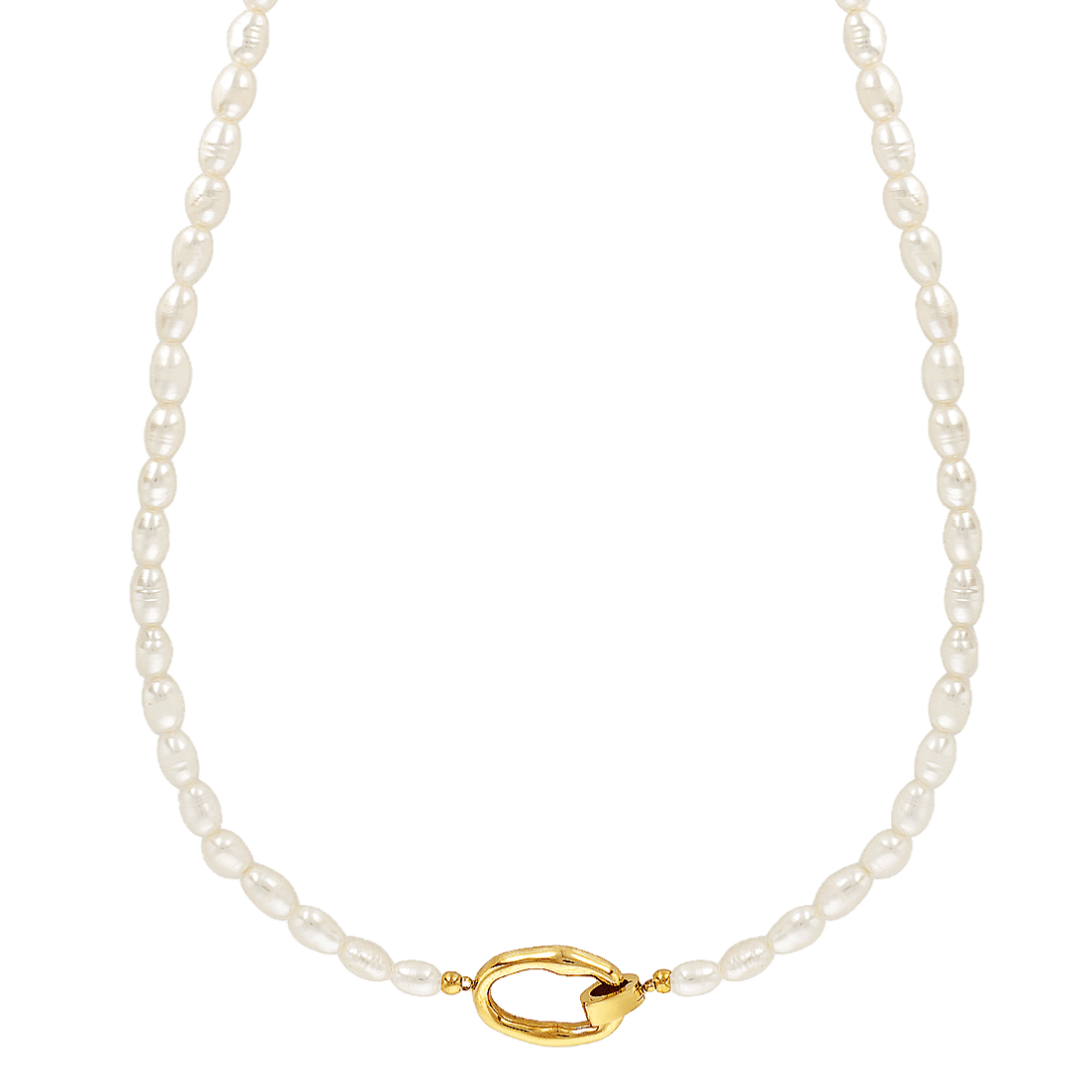 14k gold fill statement clasp and pearl necklace