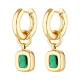 18k gold filled hoop earrings with emerald pendant