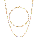 Pastel rainbow bracelet and necklace set in gold 