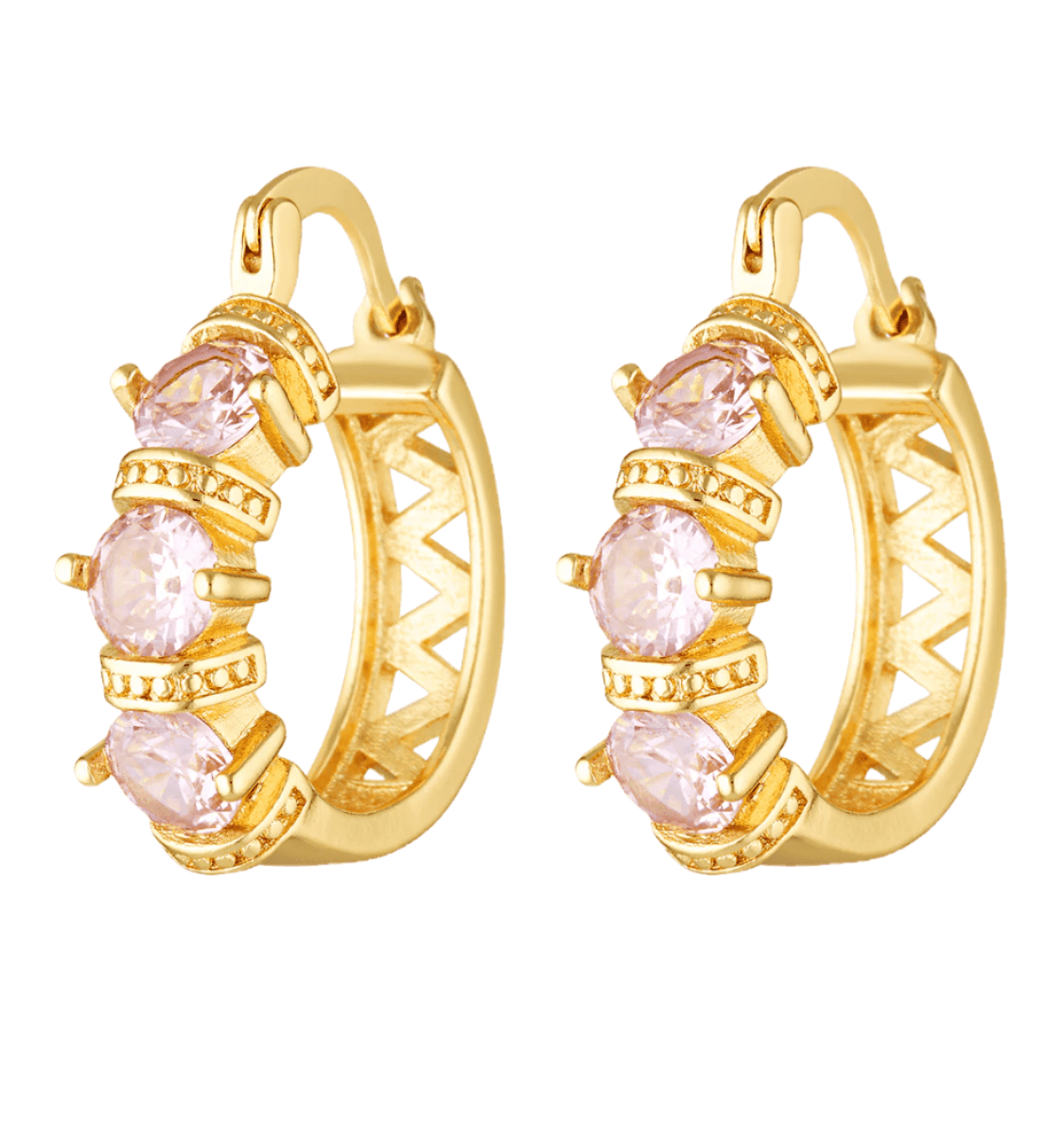 Gelato pink crystal hoop earrings 