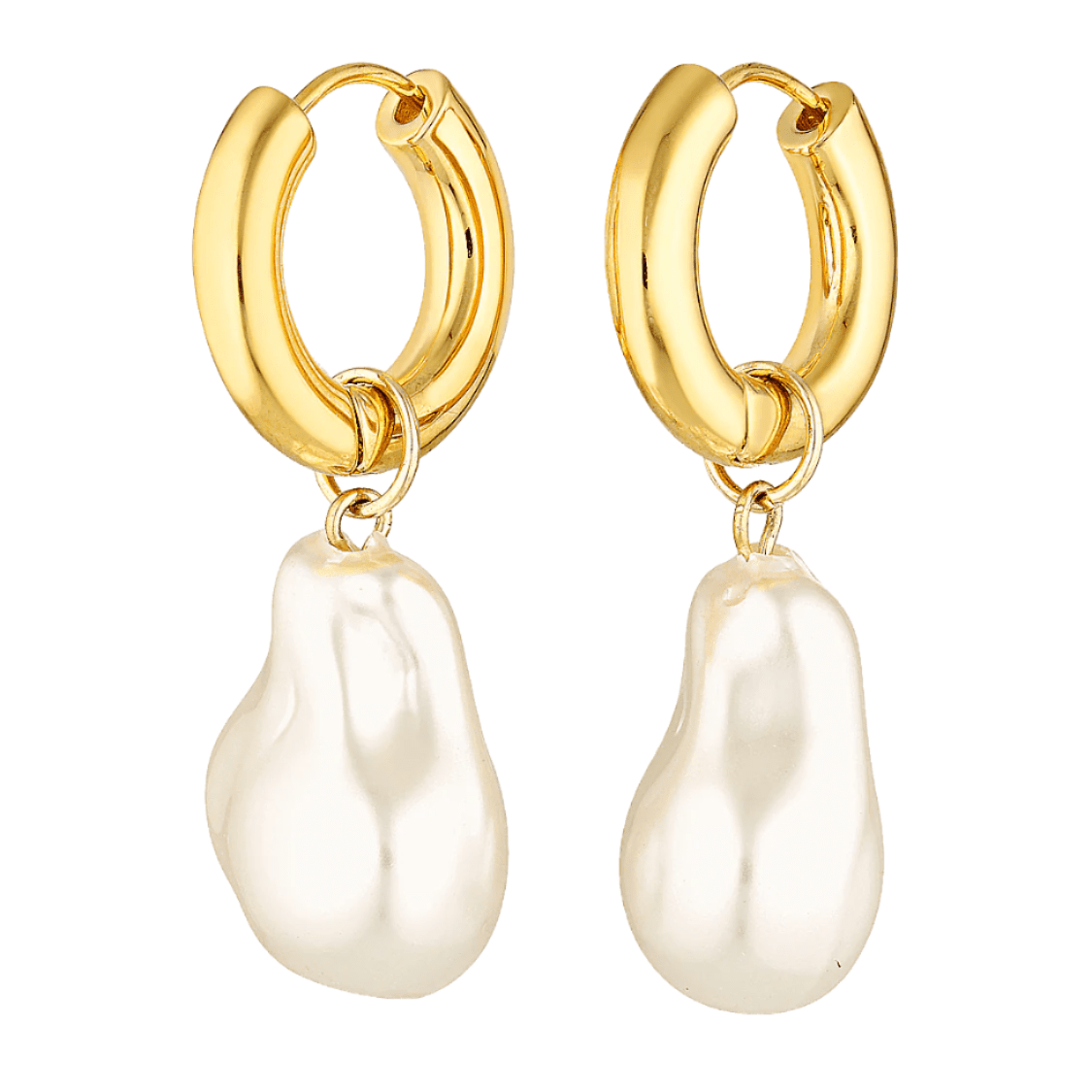 gold filled pearl pendant hoops