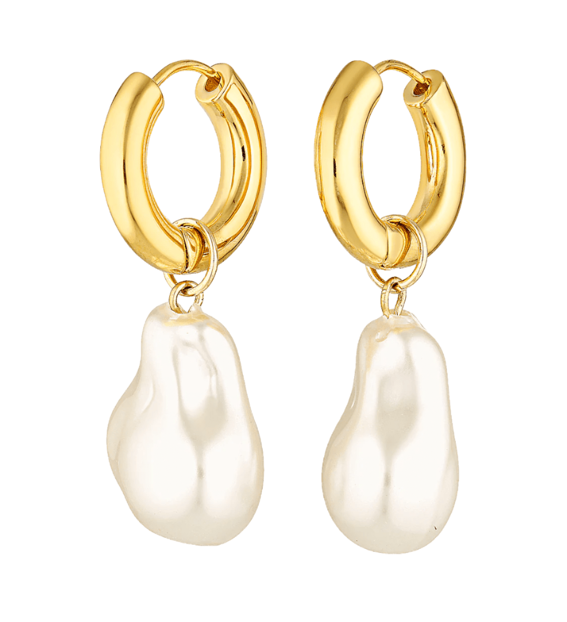 gold filled pearl pendant hoops