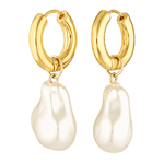 gold filled pearl pendant hoops