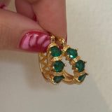 Emerald green crystal hoops in gold