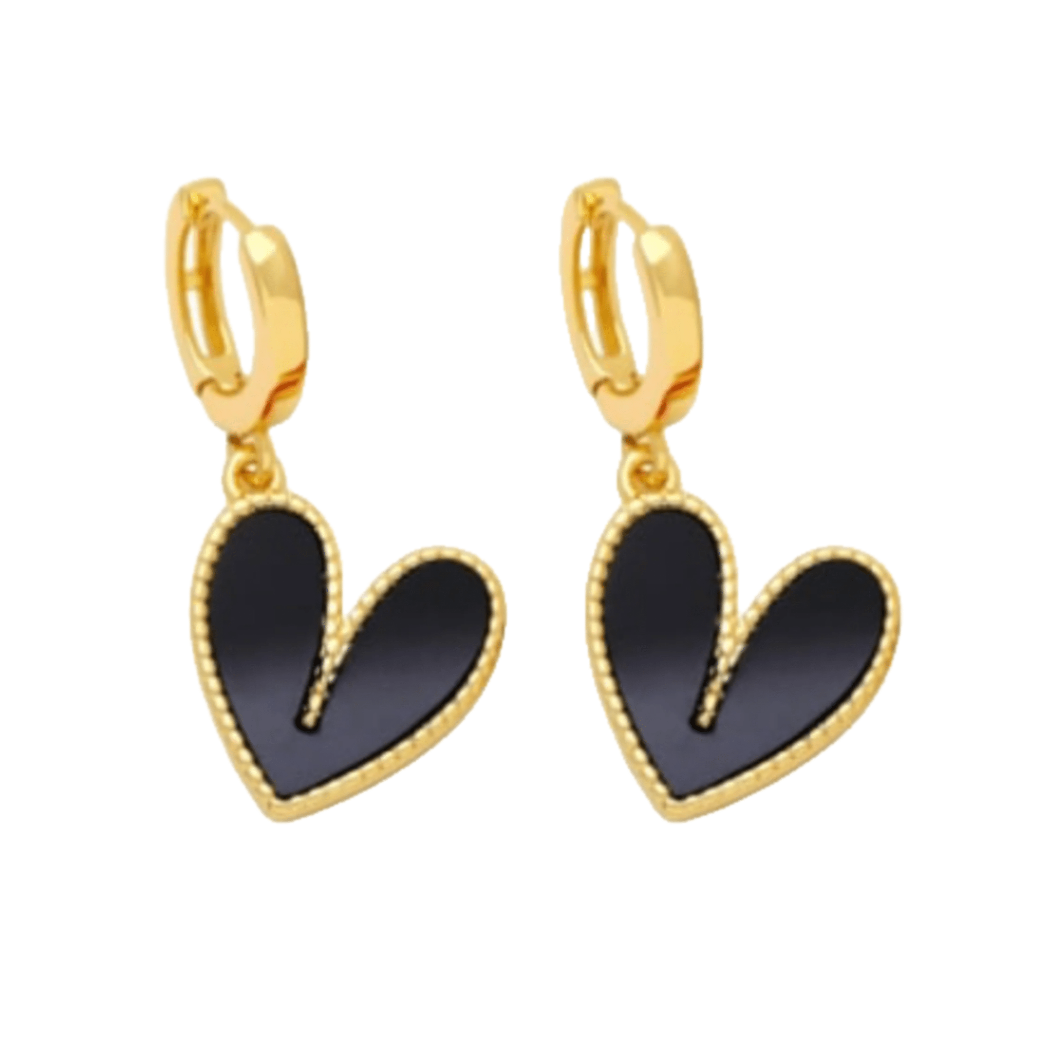 Cupid heart hoops with black enamel heart detail 