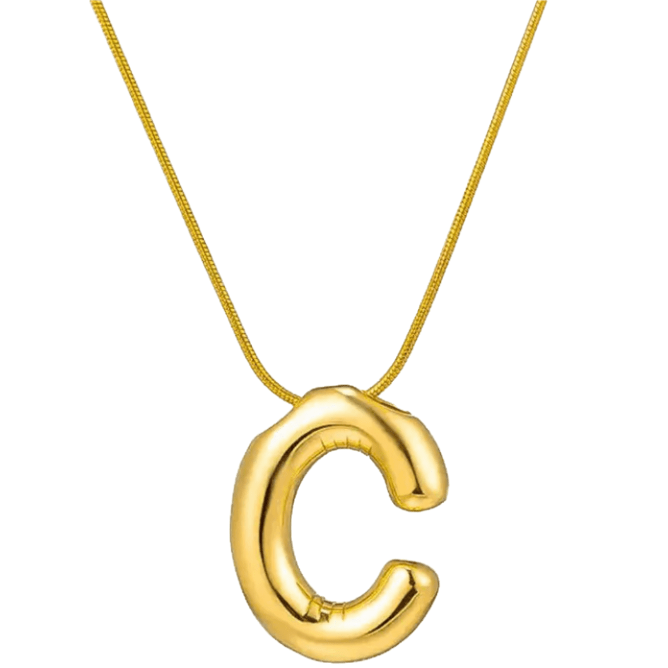 C shaped initial necklace 