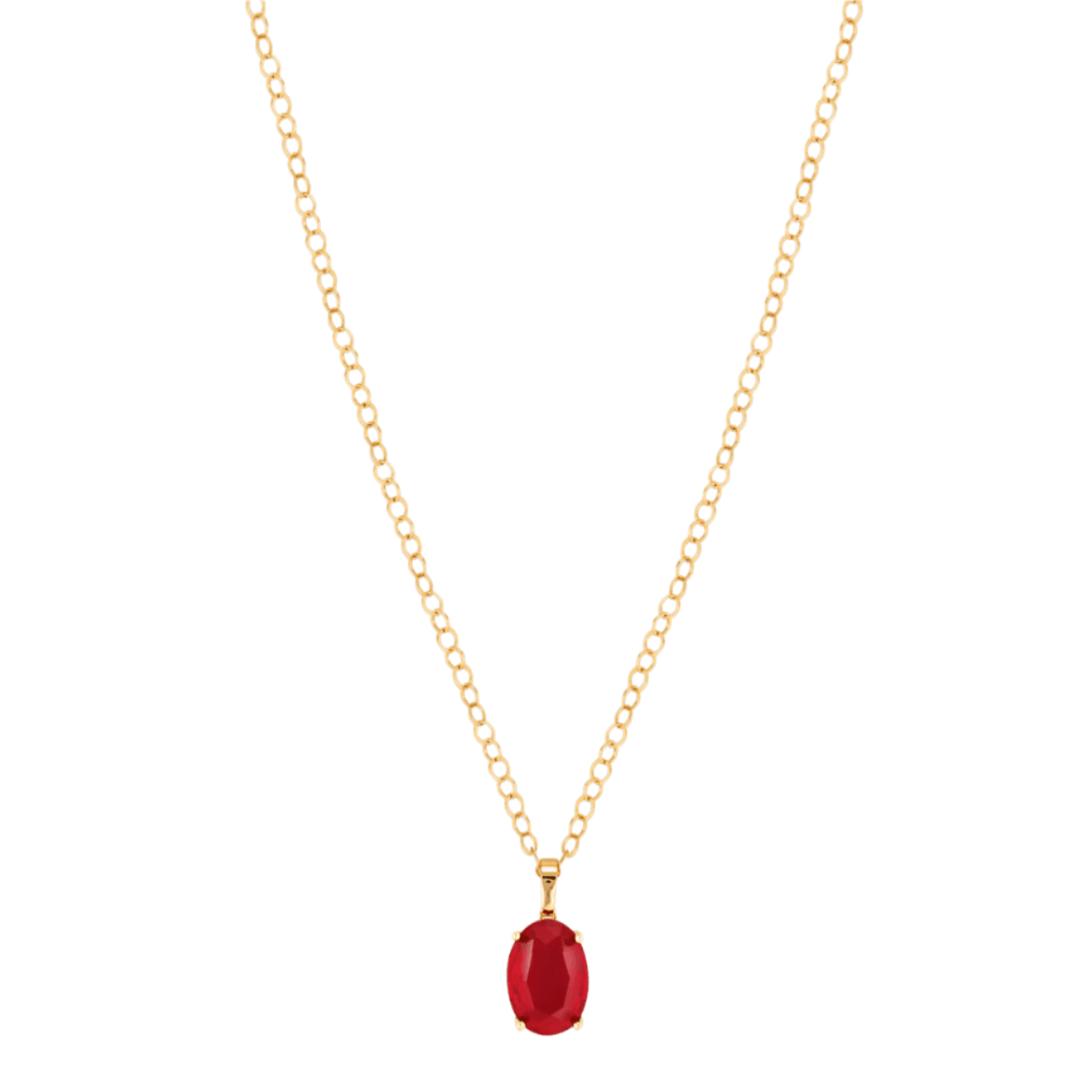 Lillian Necklace red crystal pendant on gold chain 