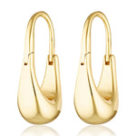 Long drop Danish design hoops in gold vermeil