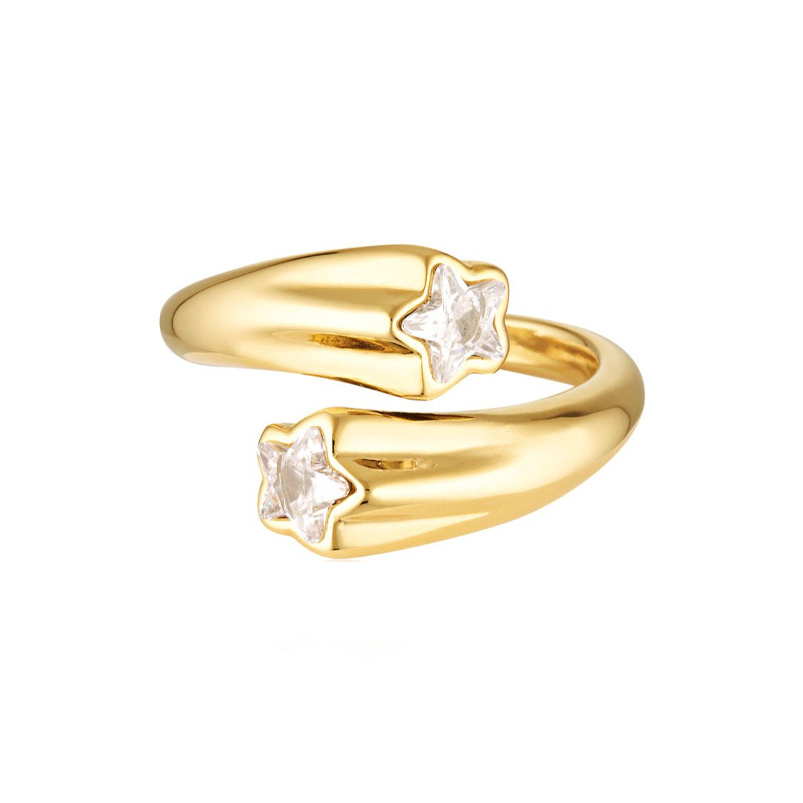 Starburst Ring - 2 star shaped gems in gold ring