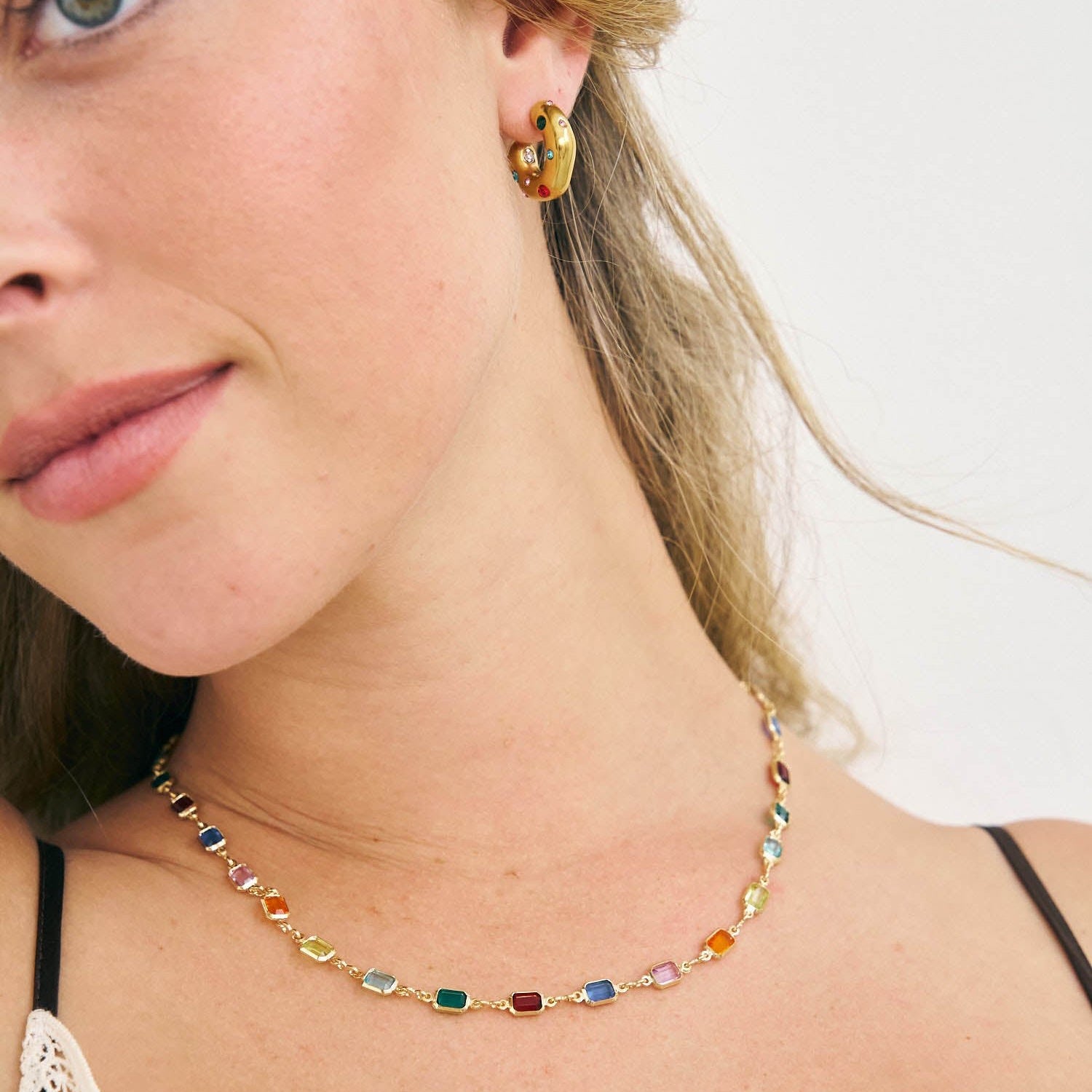 Model wearing Rainbow necklace 