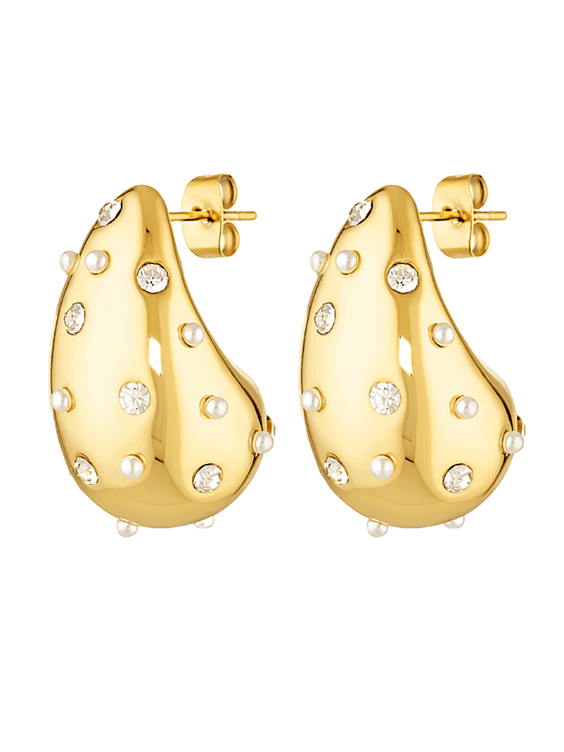 The Margarita Drop earrings. Teardrop shape with pearl feature