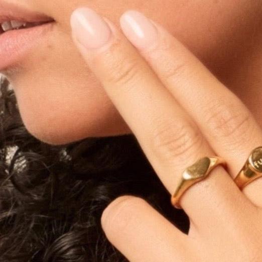 Gold Heart shaped delicate signet ring 