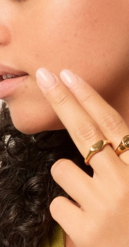 Gold Heart shaped delicate signet ring 