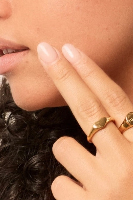 Gold Heart shaped delicate signet ring 