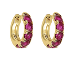 Pink zirconia Huggies in gold 