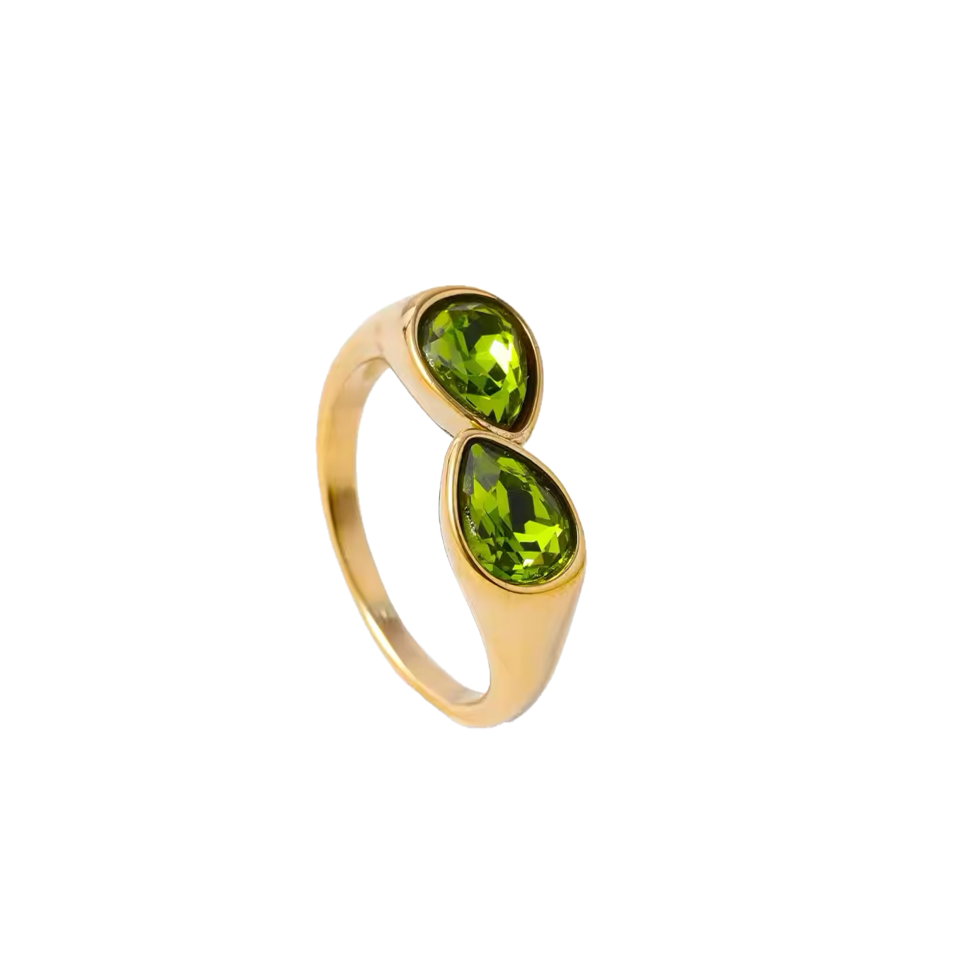 Bright green adjustable gemstone ring in 14k gold fill