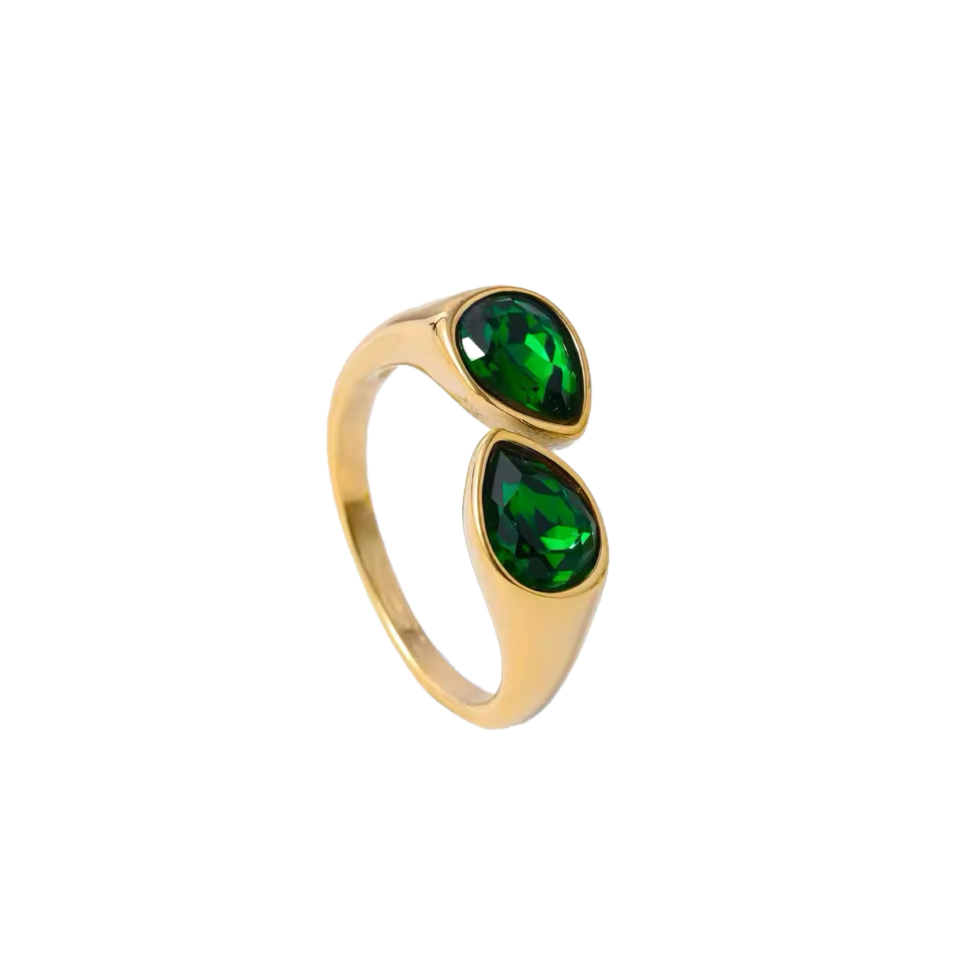 Emerald green gemstone ring n 14k gold fill 