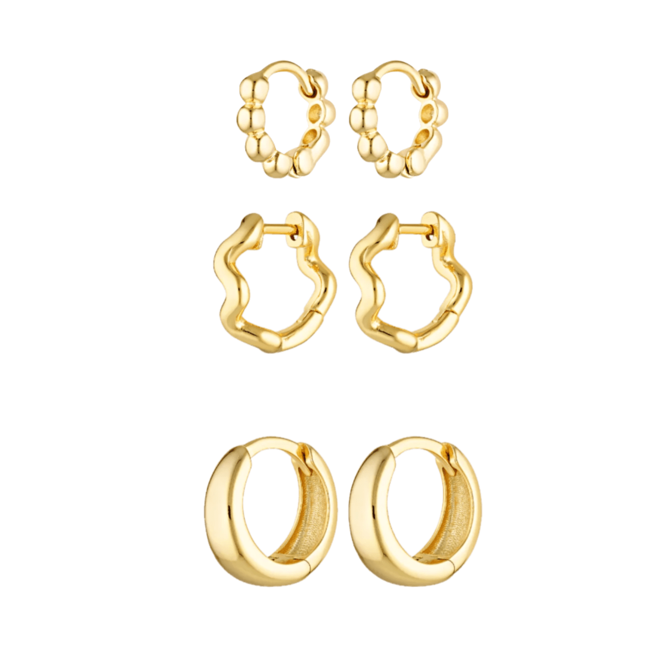 It Girl Stack - 18k Gold Fill huggie earring stack