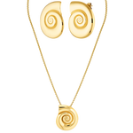 Shell shaped gold fill statement studs and necklace in a set