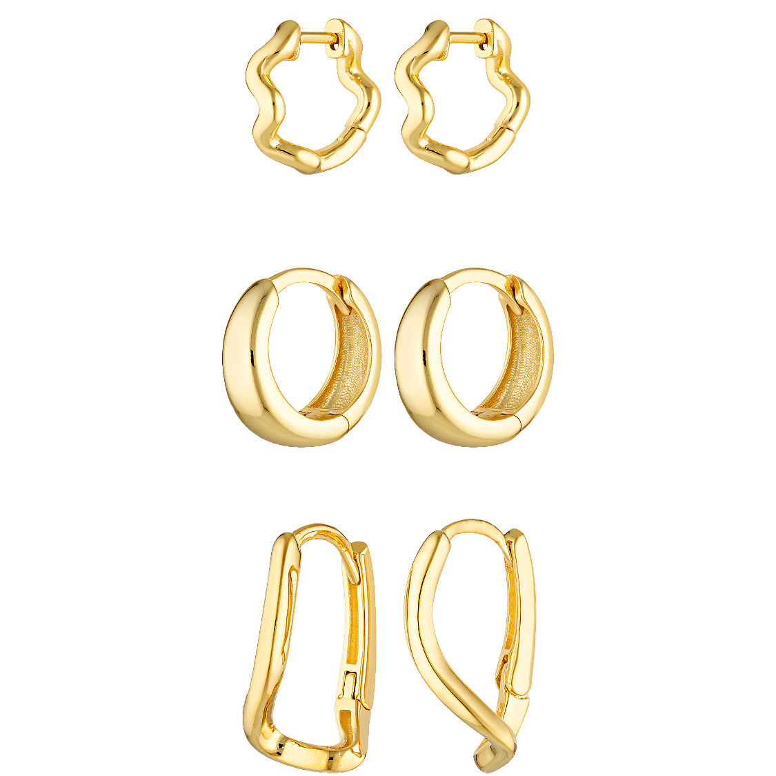 The Classic Stack from Bixby and Co - 3 of our bestselling high quality 18k Gold Fill hoops and huggies 