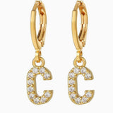 Letter C crystal initial hoops 