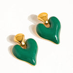 Green enamel heart shaped studs