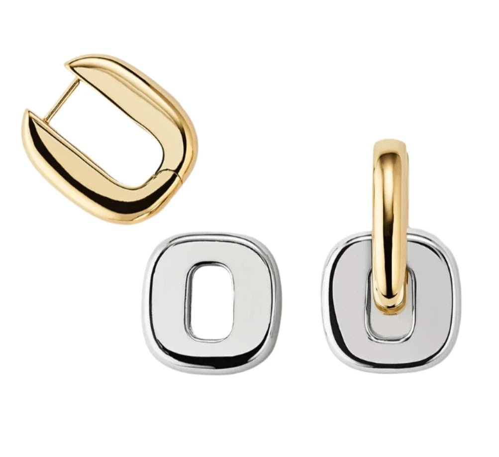 Mix and match earrings for two tone gold  and silver looks