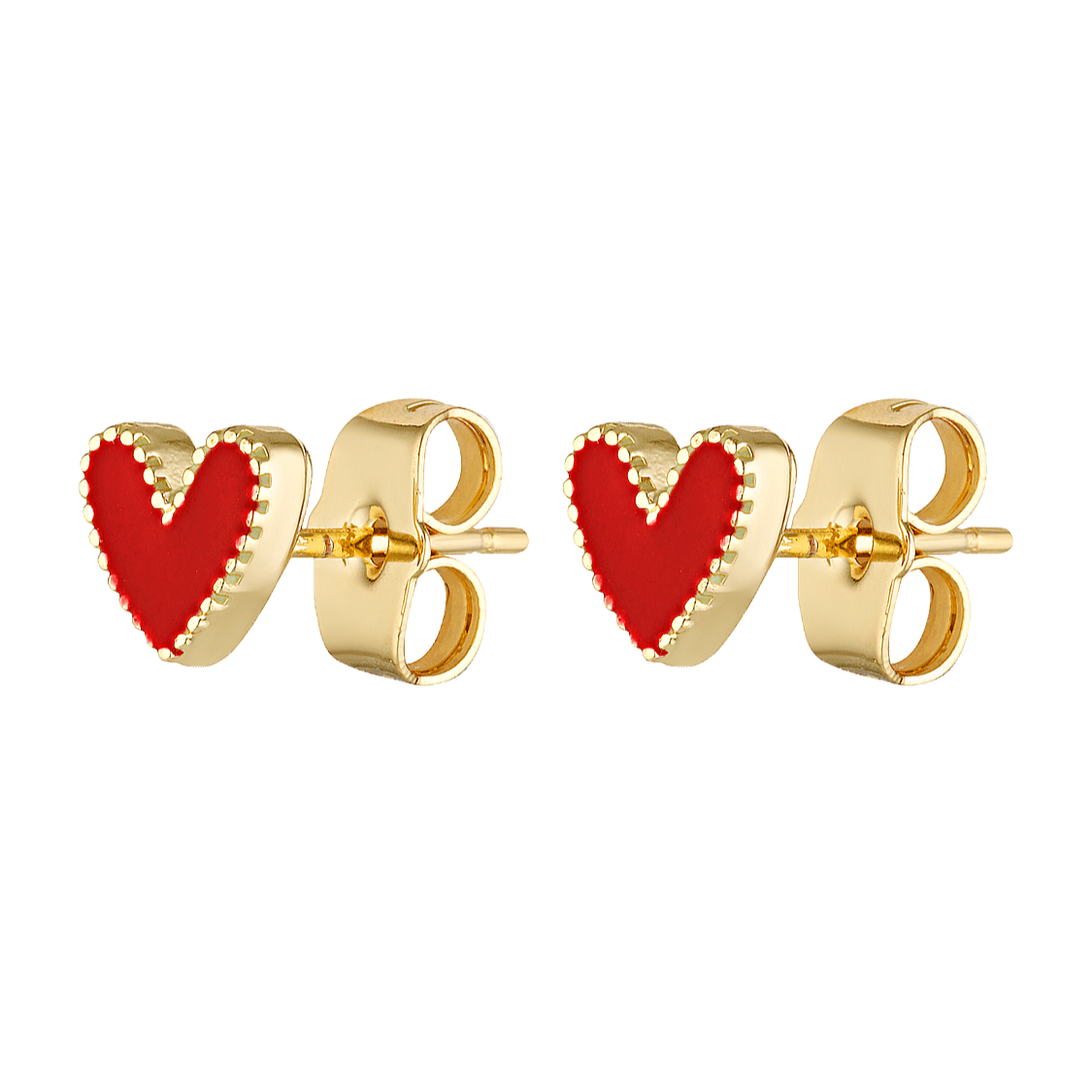 Cute red heart stud earrings