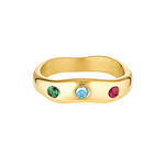 Gold ring with colourful gemstones