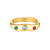 Gold ring with colourful gemstones