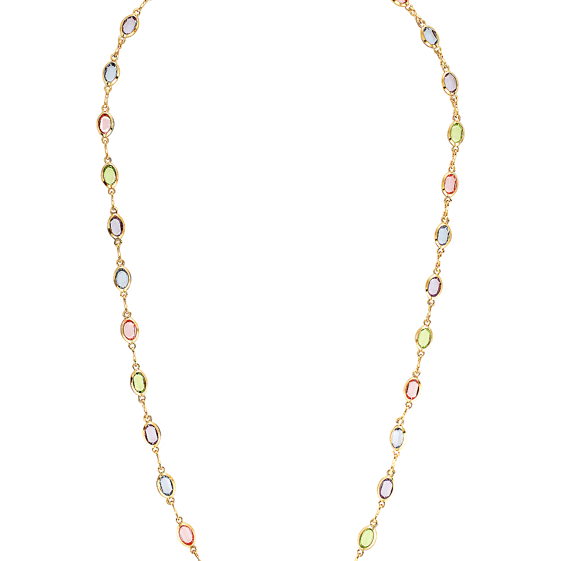 18k gold filled necklace with coloured stones