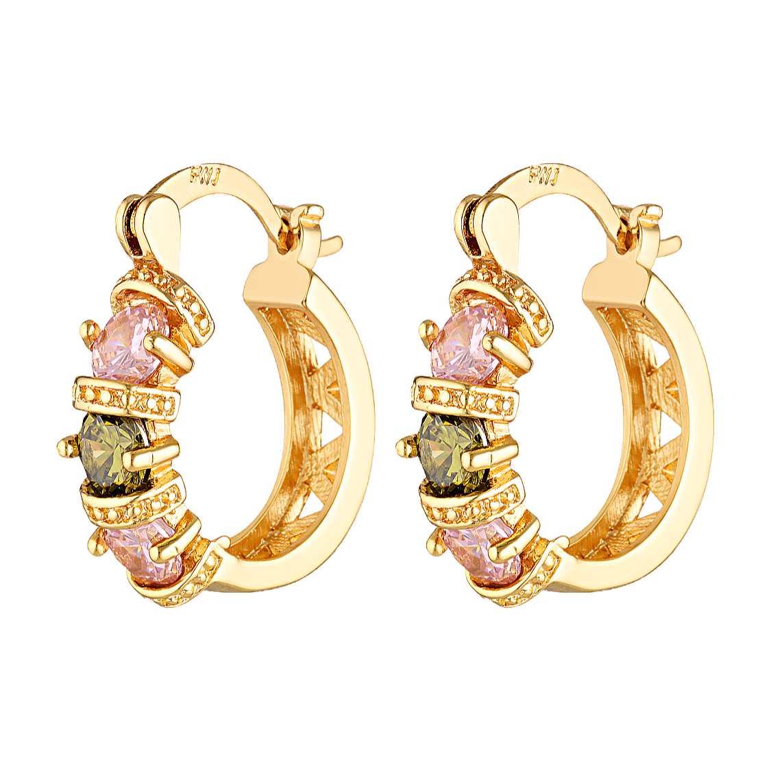 gold filled coloured gemstone hoop earring