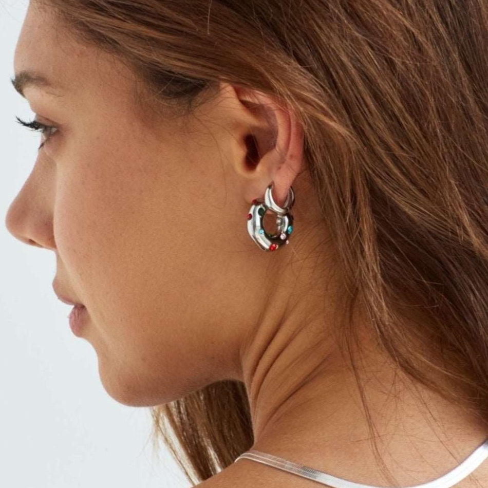 Model in Bixby and Co silver ear stack 