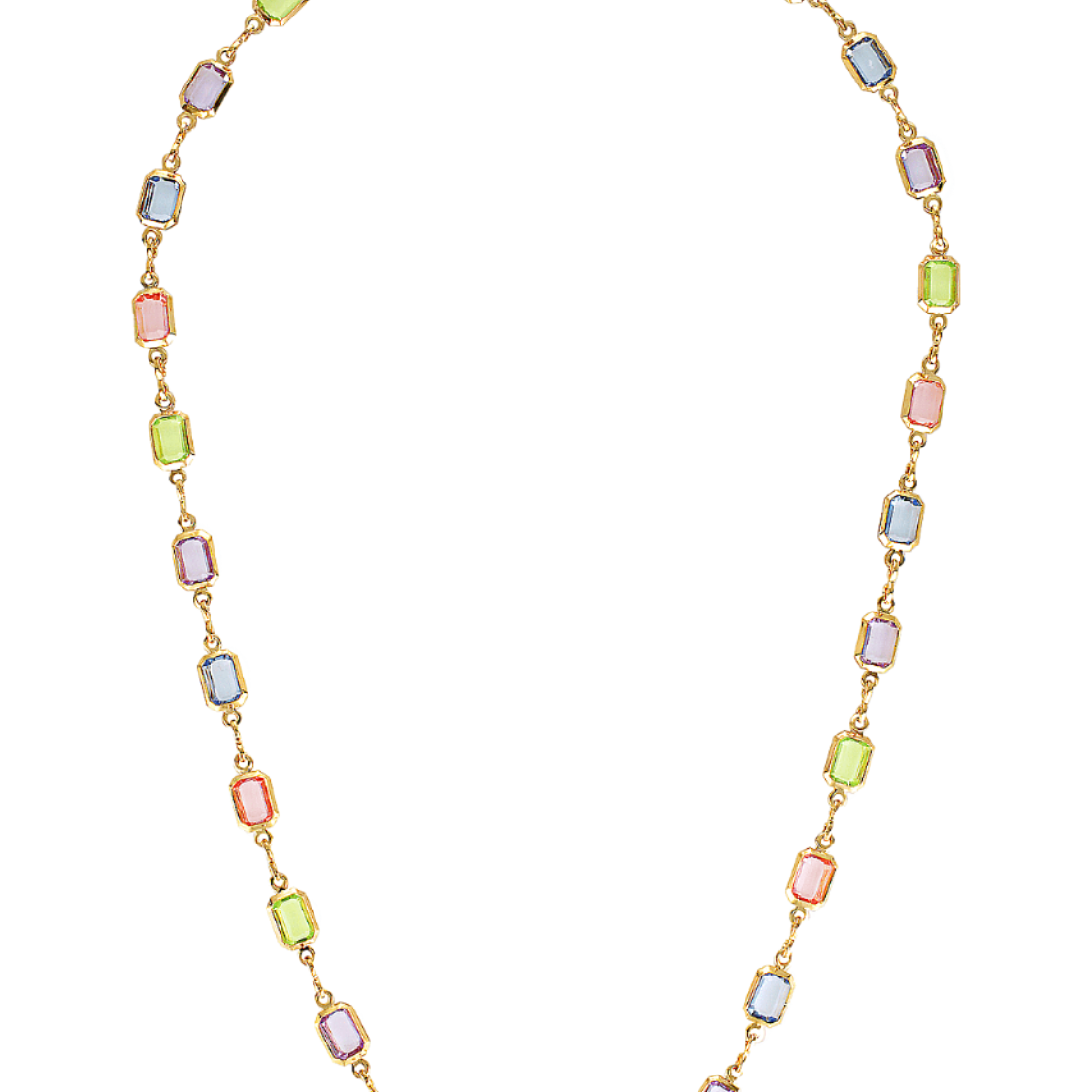 gold filled necklace with pastel coloured gems